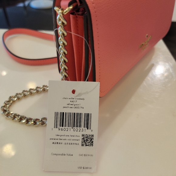 ♠️Kate Spade Chain Wallet Crossbody Bag Peach Nectar NWT - Picture 7 of 9
